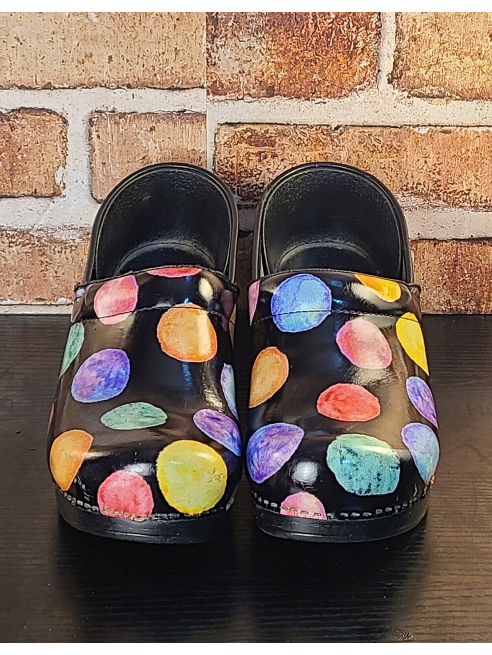 Dansko Professional Polka Dot Clogs Womens Sz US 9-9.5 EU 40 Black Nurse Cosplay
